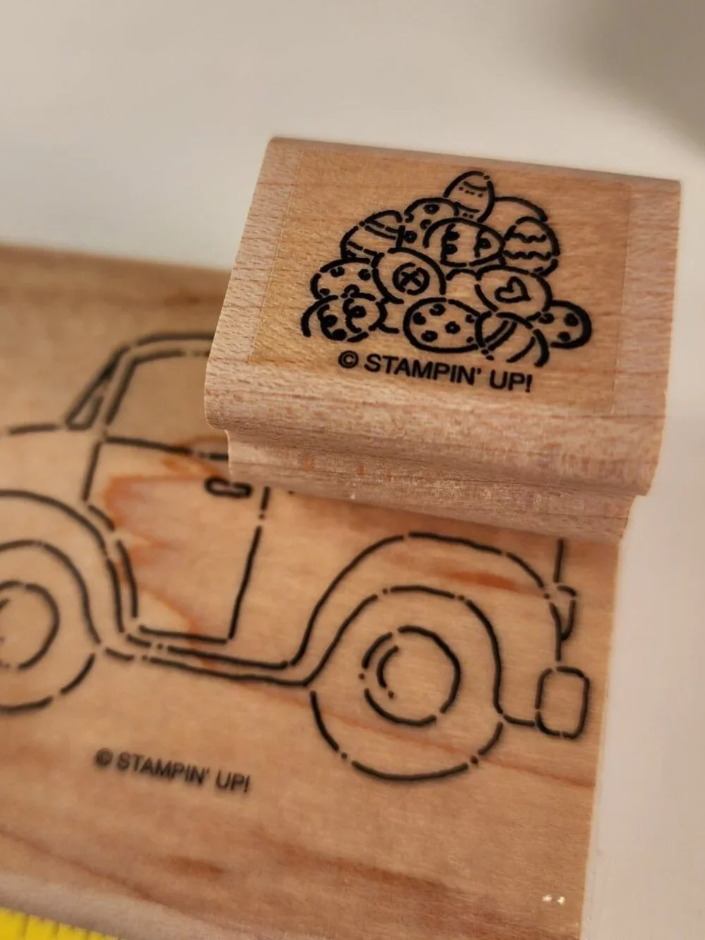 STAMPIN' UP LOT of 8 Wood-Mounted Rubber Stamps With Truck and Halloween Theme